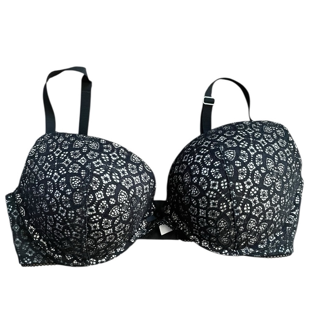 Victorias Secret Dream Angels Push-Up Bra 36DD Black Lace Padded Underwire sexy